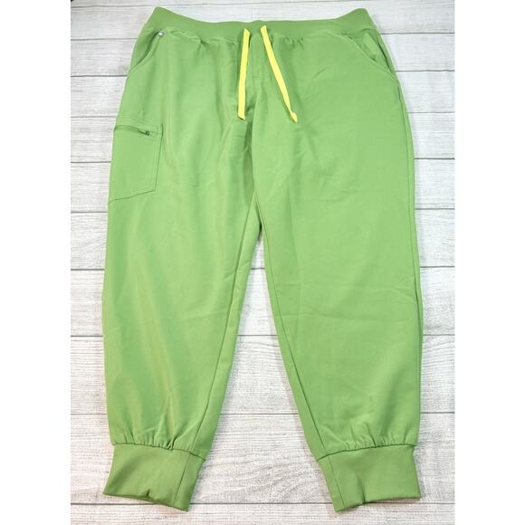 Figs Pants - Figs Women’s Zamora High Waisted Jogger Scrub Drawstring Pants Green Size XXL/P